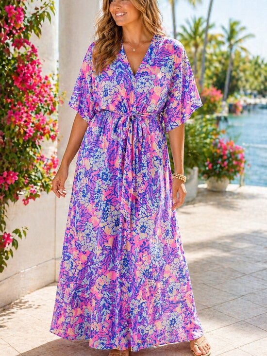 Lilly Pulitzer Dresses & Skirts - Lilly Pulitzer Wisteria Maxi Dress Size 16 Totally Koalafied Pink Blue Floral